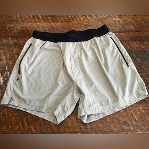 RHONE Light Gray Athletic Shorts with Black Waistband size XL